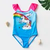 2021 NOWOŚĆ GIRLES Swimsuit One Piece Swimpit Kąpiec 4-13 Years Ruffle Szybźnie dziecięce One Piece Kathing Suit Swimone Suits One Piece Girl