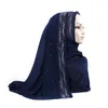 Etnische kleding 70 170cm Maleisië vrouwen moslim chiffon hijab sjaal met diamanten femme musulman glitter headscarf islamitische sjaals wraps