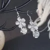 Boucles d'oreilles rétro opale fleur pour femmes, mode coréenne, tempérament élégant, doux, Anti-allergie, goutte d'oreille, bijoux de mariage