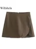 Pantaloncini da donna Willshela Moda donna Gonne solide Vintage Vita alta Fessura con cerniera laterale Donna Chic Lady 230419