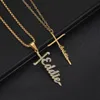Pendant Necklaces Atoztide Personalized Customization Name Cross Necklace Stainless Steel Mens Zircon Fashion Birthday Jewelry Gift 231120