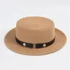 Berets Spring And Summer Sun Hat Fine Paper Straw Flat Top Women's Fashion Simple Belt Outdoor Protection Cap Hundred Take