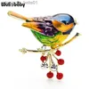 Pins Brooches Wuli baby 2021 Multicolor Bird Brooch Pins Quality Enamel Ainmal Brooches New Year Designer Jewelry Gift Pyrrhula pyrrhulaL231120