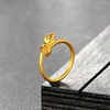 Cluster Rings Solid Pure 24Kt Yellow Gold Ring Women Lotus Flower 1.35-1.5g US8