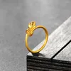 Klusterringar Solid Pure 24kt Yellow Gold Ring Women Lotus Flower 1.35-1.5G US8