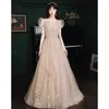 Vestidos de pista de fada celebridade leve champanhe manga de puff bridal casamento encantador lantejoulas plissadas de festas de apliques brilhantes 2023