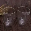 Dinnerware Define canecas de café com copos transparentes isolados de parede dupla Cappuccino Copo 12 onças