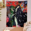 Tapestries Psychedelic Girl Tapestry Wall Hanging Botanical Floral Hippie Eye Carpets Dorm Decor Starry SkyCarpet 230419