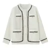 Jaquetas femininas Branco Mink Cashmere Camisola Casaco Mulheres Outono Inverno Estilo Preguiçoso Feminino Coreano Retro Preto Solto O Pescoço Cardigan De Malha