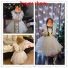 Girl's Dresses 12M Baby White Baptism Dress Girl Ruffle Sleeve Birthday Princess Tutu Gown Flower Girl Wedding Party Dress 1st Communion Cloth 230419