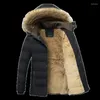 Herenjassen Winter Warme Dikke Fleece Parka's Heren Waterdichte capuchon Bontkraag Parka Jas Jas Herfst Mode Casual