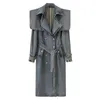 Giacca da donna Trench coat in denim 2023 SpringTemperament Doppio petto allentato Lungo Moda casual 230419