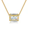 New Luxury 18k Gold Plated 3A Zircon Sugar Cube Pendant Necklace Jewelry Charm Women S925 Silver Collar Chain Necklace for Women Wedding Party Valentine's Day Gift SPC
