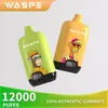 Mais popular smart digital descartável vape puff 12k Waspe vaper 12000 puffs bar Bobina de malha tipo-c bateria recarregável cigarros eletrônicos 0% 2% 3% 5% Nic 10 sabores