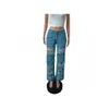 Jeans da donna Trendy Blu cielo Gamba dritta Strappato Drop Delivery Abbigliamento Abbigliamento donna Otbvn