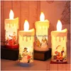 Candele Decorazione Natalizia In Pvc A Lume Di Candela Led Fiamma Simulata Babbo Natale Pupazzo Di Neve Regali Di Natale 22,5X9 Cm Consegna A Goccia Casa Giardino Casa Dh3Q4