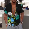 Mäns avslappnade skjortor hawaiian tropiska för män 3d strand semester kort ärm sommar överdimensionerade toppar tee shirt man blommig blus 5xl camisa 230420