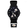 Zegarek 2023 Kobiety Daisy Flowers Nylon Band Watches Ladies Casual Round Analog Quartz Women Clock