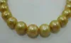 Chains Gorgeous 13-14mm Real Natural South Sea Golden Pearl Necklace 18INCH