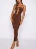 Casual Dresses hirigin Womens Sleeveless Sexy Strapless Hollow Cutout See Through Bodycon Maxi Party Club Tube Summer 230420