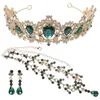 Ensemble collier et boucles d'oreilles, accessoires de Costume de fête, bijoux élégants pour femmes, ornements en cristal, couronne de princesse, anneaux