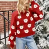 Women's Sweaters Christmas Casual Tops For Women Long Sleeve Pullover Cute Fuzzy Santa Pattern Crew Neck Loose