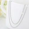 Chains PT950 Pure Solid Platinum 950 Necklace Women 1mm Thin Box Link 42-44cm Two Design Clasp