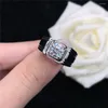 Cluster Rings 14k White Gold Ring Man 0.5CT Moissanite Engagement For Men Pass Test With Certificate D Color Beautiful Gift Husband