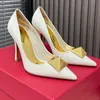 2023 Dress Shoes High Heels Sandals Women's Wedding Pumps Shoes Women Summer Designer Pointed Toe Black Bowtie Fashion Canvas Party With Box -K384