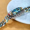 Länkarmband sex tecken mantra pärla armband kinesiska tibetanska silverton nioögda dzi för kvinnor män jud