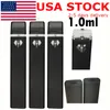 USA STOCK 1 ml vide Vape stylo jetable E-cigarette chariots Snap in pointe bobine en céramique noir vaporisateur huile épaisse rechargeable 280 mah batterie diamant fenêtre stylos logo OEM