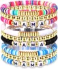 Strand 9Pcs Vintage Colorful Bracelets Multi-layer Beaded Soft Clay Stackable Set For Women Jewelry