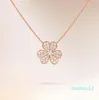 Collier trèfle plein de diamants pour femmes, plaqué or Rose épais, Mini grand pétale, chaîne de collier minimaliste