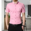 Chemises décontractées homme TFETTERS nouveauté marque hommes été chemise d'affaires manches courtes col rabattu décontracté hommes chemises grande taille 5XL 230420