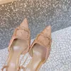 Designer Fashion Women's high-heeled sandals Leather pointy heels Sexy stiletto Party Shoes Designer women's leather shoes Buckle Dress shoes Wedding LACES box