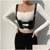 Bälten bälten mode cummerbunds justerbar spänne svart pu läder bälte damer bustier flicka punk gata midja korsett shaper accessorie otvjf