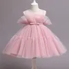 Abiti da ragazza Abiti da festa per il primo compleanno del bambino per ragazze Abito da sera per bambini solido Abito da sera senza maniche Abito da principessa in tulle estivo 230419