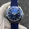 High Fashion Desighner Mens Automatic Mechanical 44mm Casual Mens Titta svartblå gummi rostfritt stål hölje för mens julklapp ingen låda