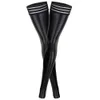 New Arrival Sexy Night Culd PU Leather Stripe Rib Top For Women Thigh Stockings Oversized Knee High Socks