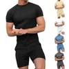 Heren trainingspakken dinerpakken voor mannen pak jas effen shorts met korte mouwen set T-shirt sport dunne zomer tweedelig