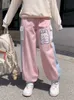 Damenhose Merry Pretty Rabbit Kawaii Jogginghose Y2K Korean Style Baumwollhose Stickerei Hohe Taille Lässige Mädchen Rosa 230419