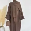 Этническая одежда луна вышивка открытая абая Ид Рамадан Высококачественный кимоно Исламский Оптовая оптовая торговля мусульманскими женщинами Дубай