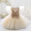 Robes de fille enfant en bas âge 1er anniversaire robe pour bébé fille vêtements paillettes baptême princesse tutu robe filles robes costume de fête 0-5 ans 230419