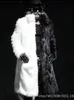 남자의 가죽 가짜 가죽 남자 모조 모피 코트 겨울 두꺼운 푹신한 긴 소매 따뜻한 겉옷 고급 모피 롱 자켓 검은 색과 흰색 bontjas jackets mens 231118