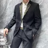 Модные мужские костюмы Блейзеры Дизайнер западной одежды для мужчин классический пиджак с буквенным принтом осенняя роскошная верхняя одежда пальто Slim Fit письмо лоскутное женское платье костюм брюки