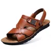 Сандалии Мужские летние кожаная кожа удобная Slipon Casual Sandals Fashion Men Slippers Zapatillas Hombre Size 3848 230419