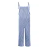 Kvinnors jumpsuits rompers Kvinnor Pocket Bandage ärmlös Jumpsuit Stripe linne fickor Lossa bodysuit avslappnade overaller för play -romper