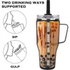 Mugs LMETJMA 40oz Mug With Lid and Straw Stainless Steel Vacuum Tumbler Keep Cold Leak Proof Travel Coffee KC0 1 231118