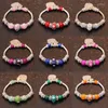 Charm Bracelets Vintage For Women Silver Plated Metal Crystal Beads Enamel Flower Multi Color Round