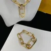 Luxury High Grade Jewelry Set Women Designer Necklaces Inlaid Crystal Letters Tags Chain Bracelets Golden Pendants Necklace With Box